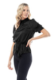 Ruched Neck Peplum Top