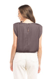 Sleeveless Shirred Shoulder Boat Neck Top