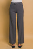 Grey Solid Formal Long Pants