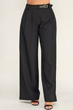 Side Belted Wide Leg Pants