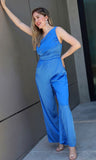 Blue One Shoulder Palazzo