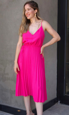 Pink Pleated Skirt Dress