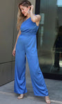 Blue One Shoulder Palazzo