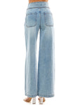 Exposed Button Wide Leg Jeans